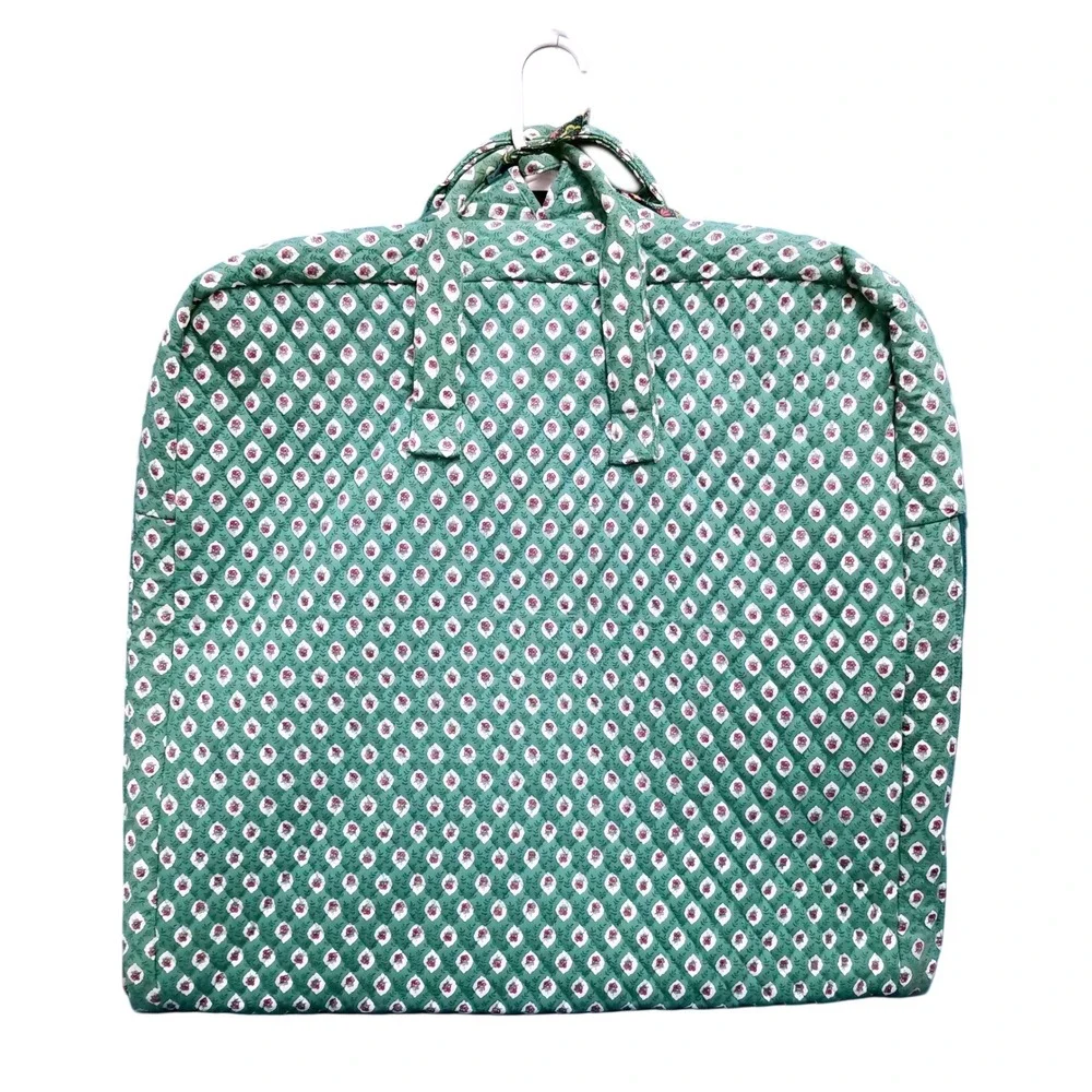 Vera Bradley Vtg Quilted‎ Garment Bag Green Floral Diamond Travel Luggage Vacay